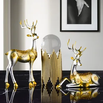 

Deers Sculpture Resin Deer Statue Nordic Decoration Home Decor Statues Deer Figurines Modern Decoration Deers Tabletop Ornament
