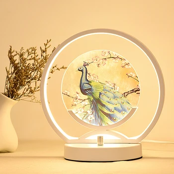 

Manual Dimmable Chinese bedside table lamp LED bedroom warm creative romantic home decor desk lamp