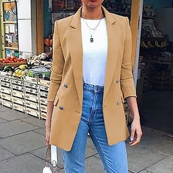 

Womens Ladies Solid Turn Down Collar Jacket Long Sleeve Coat Parka Outerwear Autumn Winter chaqueta mujer