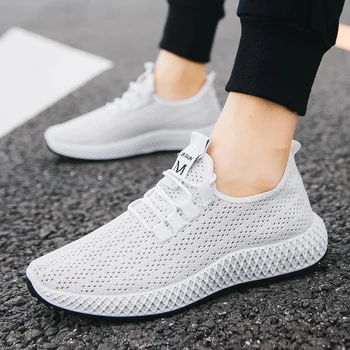 

Men Running Shoes Breathable Male Comfortable Mesh Lace-up Sport Shoes Trend Lightweight Flexible Soft Outdoor Walking Sneakers