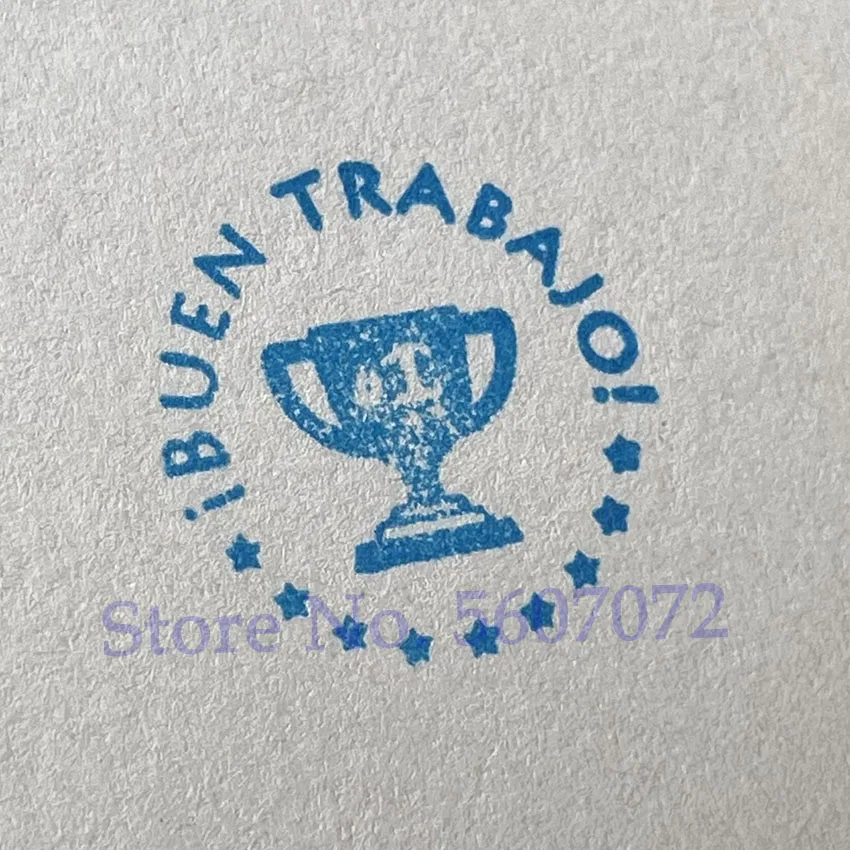 stamps for cards and scrapbooking Cartoon  buen trabajo Spanish Teachers Stamp for homework  Kids School Assessment Self inking Photosensitive Seal20mm best clear stamps Scrapbooking & Stamps