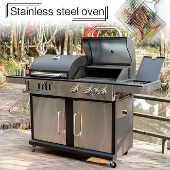 

Carbon and gas Dual use American courtyard grill High capacity family gathering Grill stainless steel Barbecue