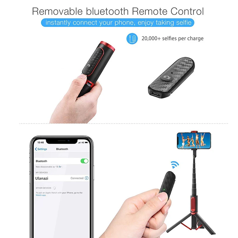 селфи палка Беспроводной вертикальную съемку для и штатив с функцией Bluetooth мини