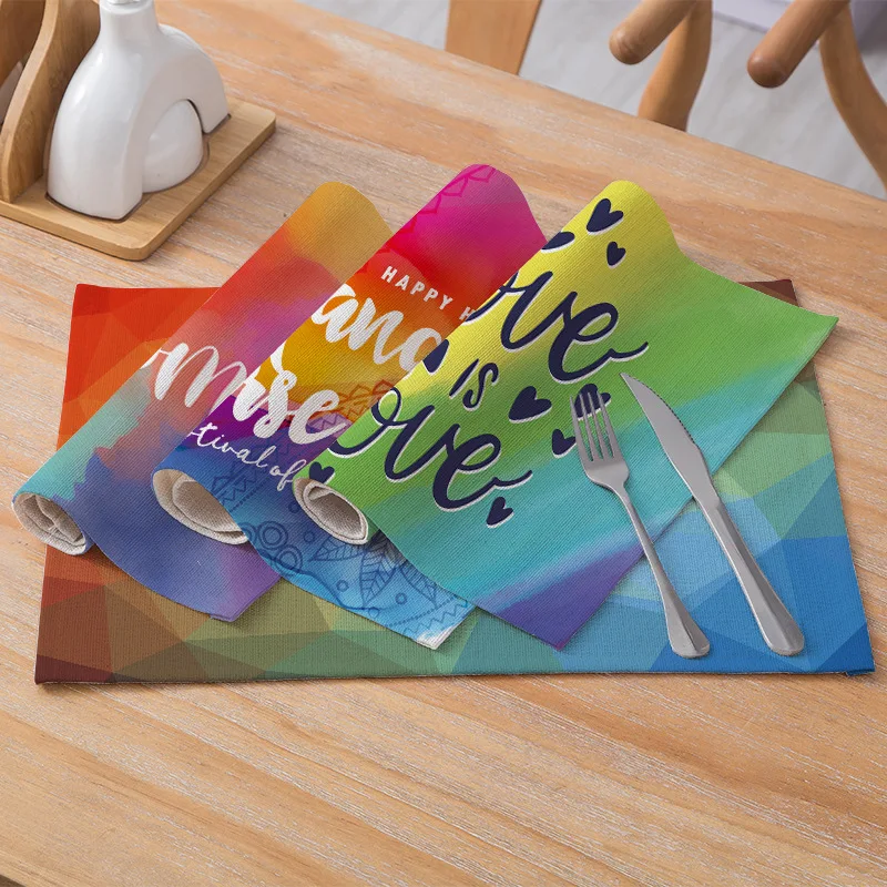 

Christmas Geometric Placemat Cotton And Linen Square Placemat Waterproof Non-slip Placemat Coaster Table Mat Insulation Mat