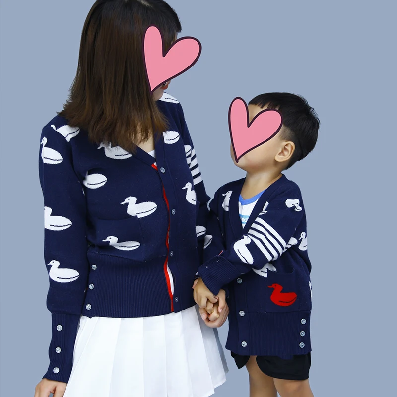 Весенне-осенний Кашемировый Кардиган с длинным рукавом для родителей и детей