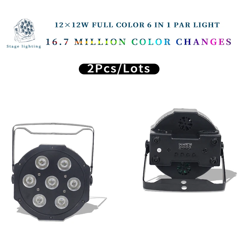 2pcs/lots 12w led lamp beads 12x12W Par lights RGBW 4in1 flat par dmx512 disco stage light | Лампы и освещение