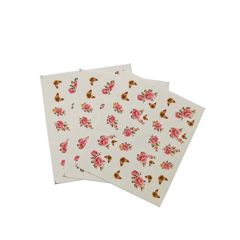

Nail Sticker Pink Flower Colour Butterfly DIY Manicure Slider Embossed Adhesive Nail Art Tips Decorations Decals 3pcs E14