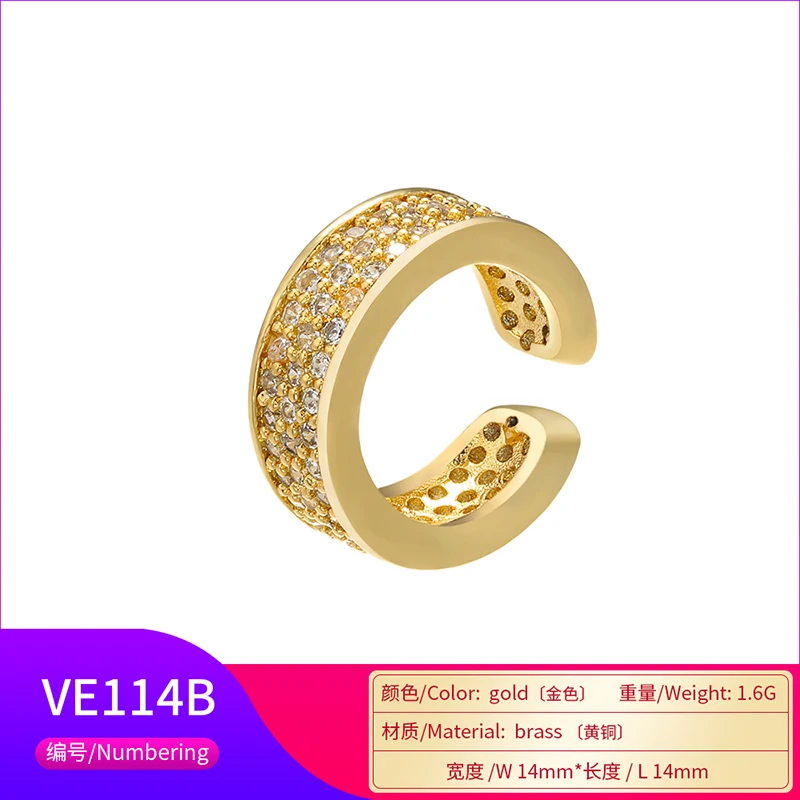 ZHUKOU одна пара/2 шт. 14x14 мм Элегантный Золотой и серебряное кольцо с кристаллом/Ушная клипса для женщин ожерелье/серьги Модель: VE114
