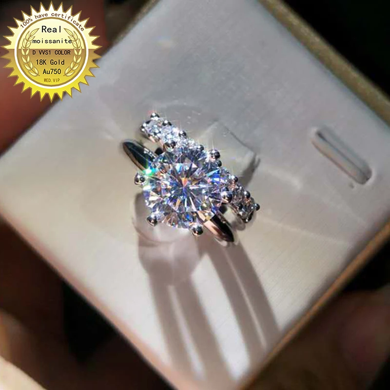 

100% 18K Золотое кольцо 1ct D VVS муассанит обручальное кольцо и Свадебные украшения с сертификатом 0006