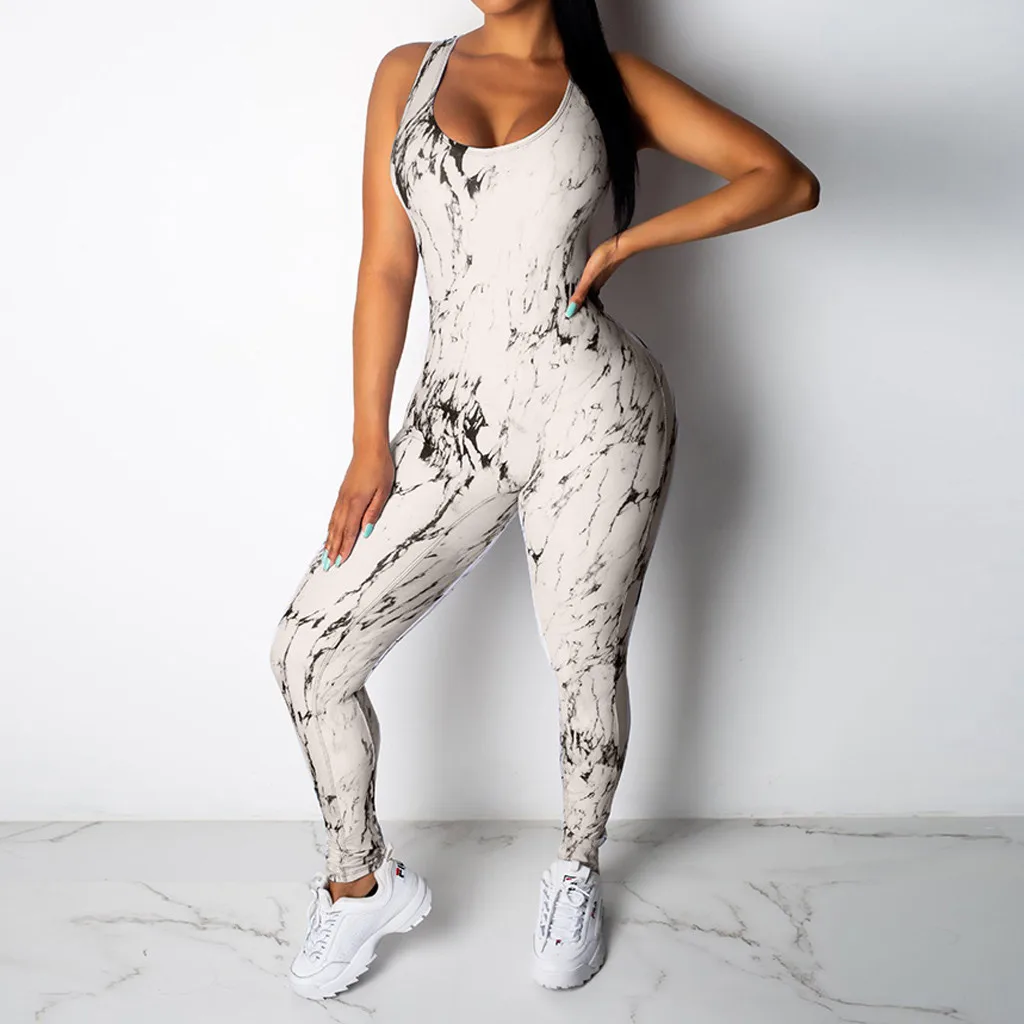 Женский комбинезон без рукавов Облегающий с v-образным вырезом и леопардовым