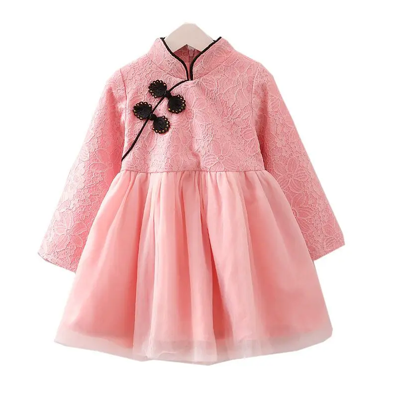 От 1 до 5 лет, новогоднее, Ципао детское платье принцессы для маленьких девочек элегантное, торжественное, праздничное, милое, китайское платье рождественское платье для младенцев