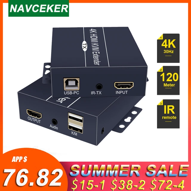 $95.22 2020 H.264 200m HDMI KVM Extender Over IP Network HDMI USB Extender Over RJ45 USB KVM Extender HDMI By Cat5e Cat6 For HDTV DVD