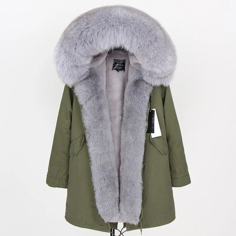 Женское пальто с натуральным мехом, модное пальто с натуральным лисьим мехом, свободные длинные парки, верхняя одежда с большим мехом, зимняя куртка со съемным воротником - Цвет: B3