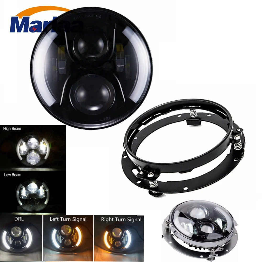 Marlaa 7 &quot/7 дюймов круглый светодиодный фары с DRL сигнальные огни кронштейном