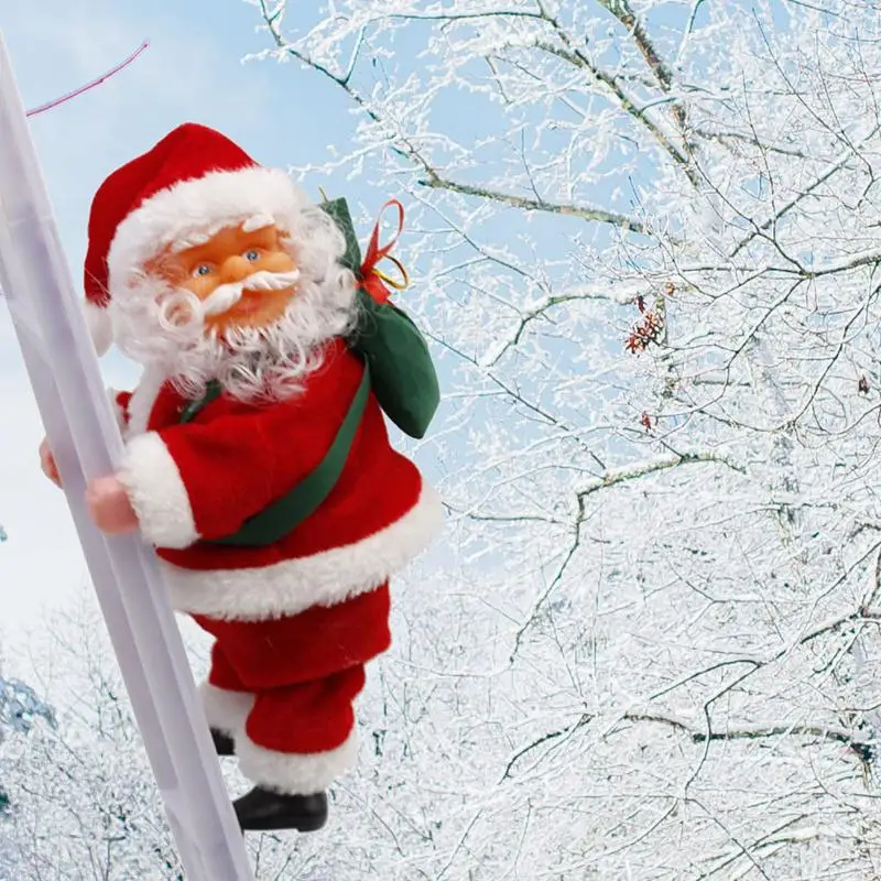 Электрическая подъемная лестница Санта Клаус Рождественская фигурка кошки дерева орнамент альпинистская веревка плюшевая кукла подвесное украшение год подарки для детей