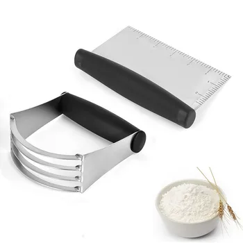

Spot baking tool set flour scraper beater 2 pieces set stainless steel flour shovel flour cutting Stainless Steel