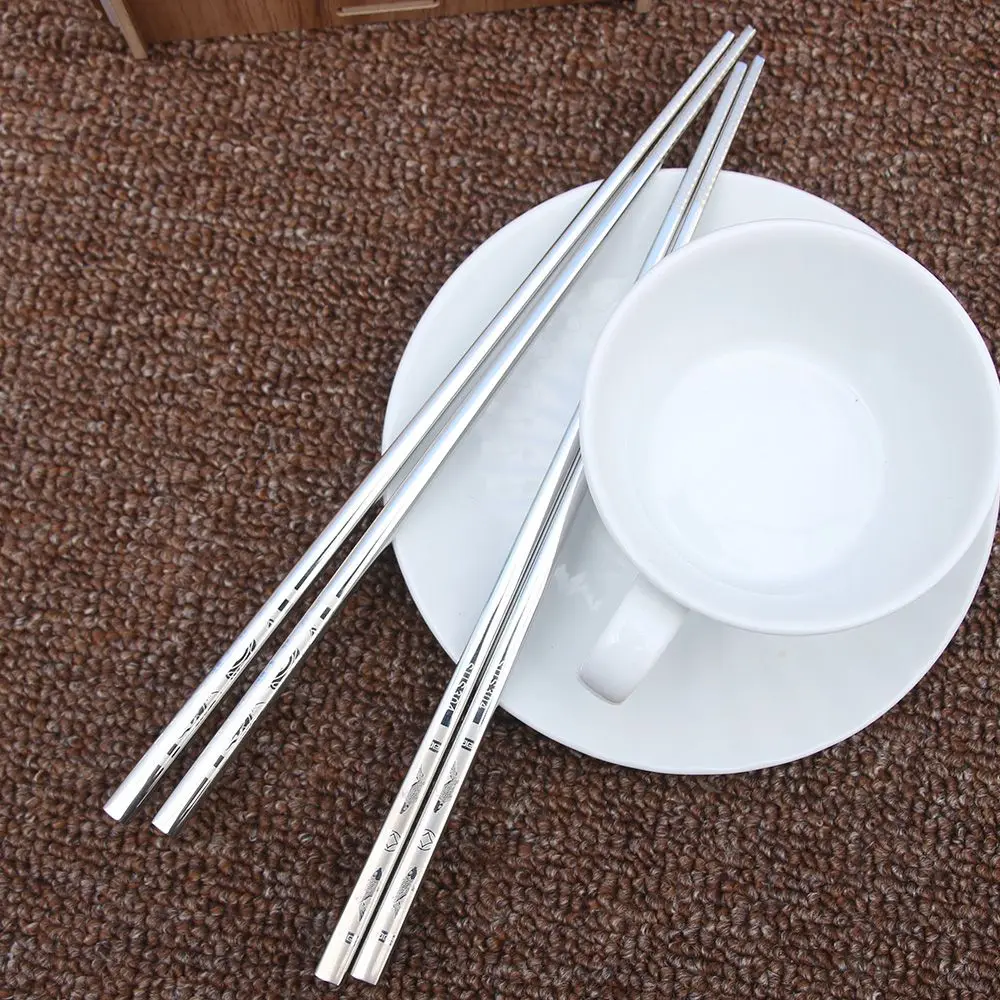 Новинка 1 пара из нержавеющей стали противоскользящие драконовые палочки для суши металлические железные портативные китайские здоровые палочки для еды посуда подарки
