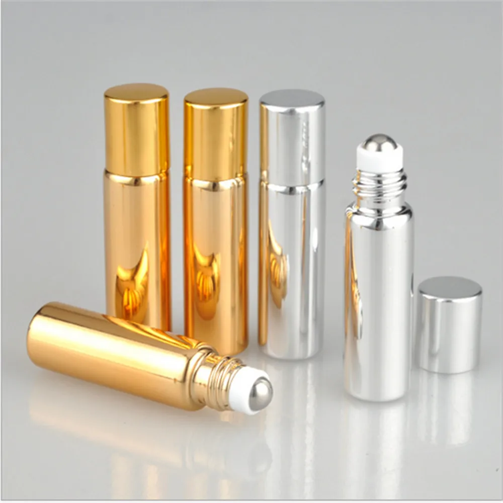 

5ML Metal Roller Refillable Bottle Essential Oils Roll-on Glass Perfume Bottles Cosmetics Container lotion Spray Atomizer
