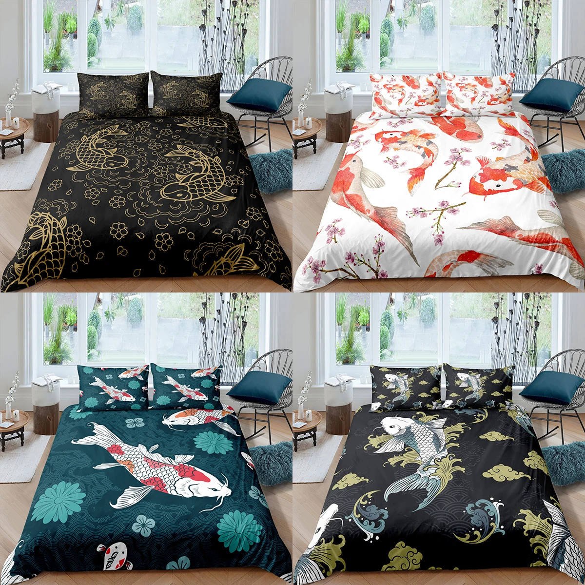 

Home Textiles Luxury 3D Boho Fish Duvet Cover Set and Pillowcase Kids Bedding Set AU/EU/UK/US Queen and King Size Bedding