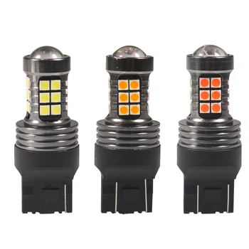 

NHAUTP 2Pcs T20 3030 LED Bulbs 27-SMD 7443 W21/5w 7440 W21W Car Brake Reverse Lights Super Bright Auto Lamp 12-24V