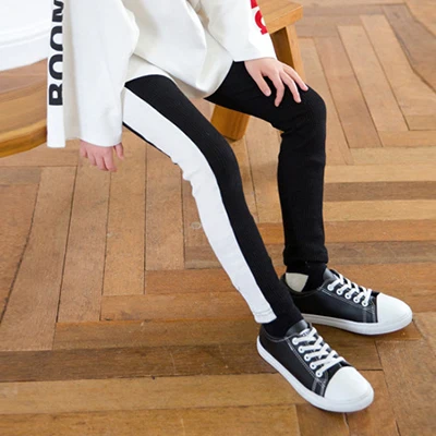Striped Pants Комплекты для девочек осенние детские костюмы для девочек-подростков, модная детская одежда, спортивный костюм хлопковые толстовки с буквенным принтом+ леггинсы - Цвет: Striped Pants