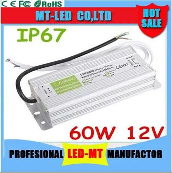 

high power 12V 5A Waterproof Electronic LED Driver Power Supply Transformer 90V-250V to 12V 60W IP67 constant voltage
