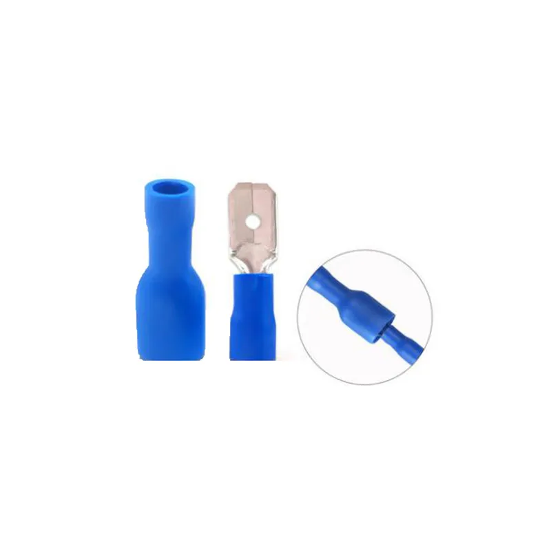 

100pcs 50pairs 6.3mm 16-14AWG Female Male Electrical Wiring Connector Insulated Crimp Terminal Spade Blue FDFD 2-250 MDD 2-250