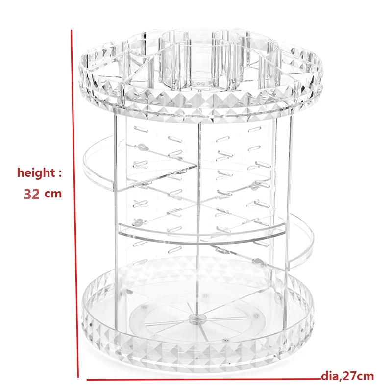 

360 Degree Rotation Transparent Acrylic Cosmetics Storage Box Fashion Spin Multifunction Detachable Makeup Beauty Organizer