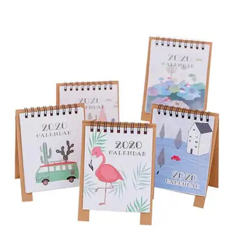 

1000pcs/lot 2020 Fresh Cartoon Mini Flamingo Desktop Paper Calendar dual Daily Scheduler Table Planner Yearly Agenda Organizer