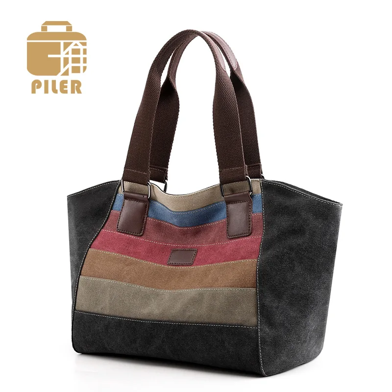 Бренд Piler, сумка на плечо, Женская винтажная сумка, Холщовая Сумка, Сумка через плечо, дизайнерская полосатая сумка, холщовые сумки-мессенджеры