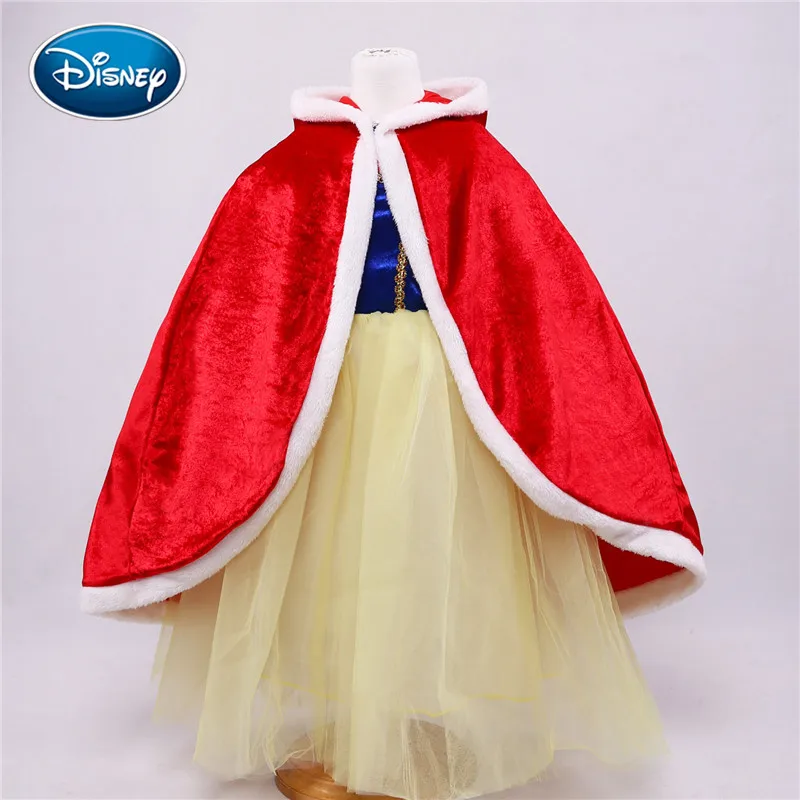 Disney Plush Warm cloak Girl dress princess Dress Anna Style Beauty and the beast Cape Girl Snow White Cosplay Kid Clothes