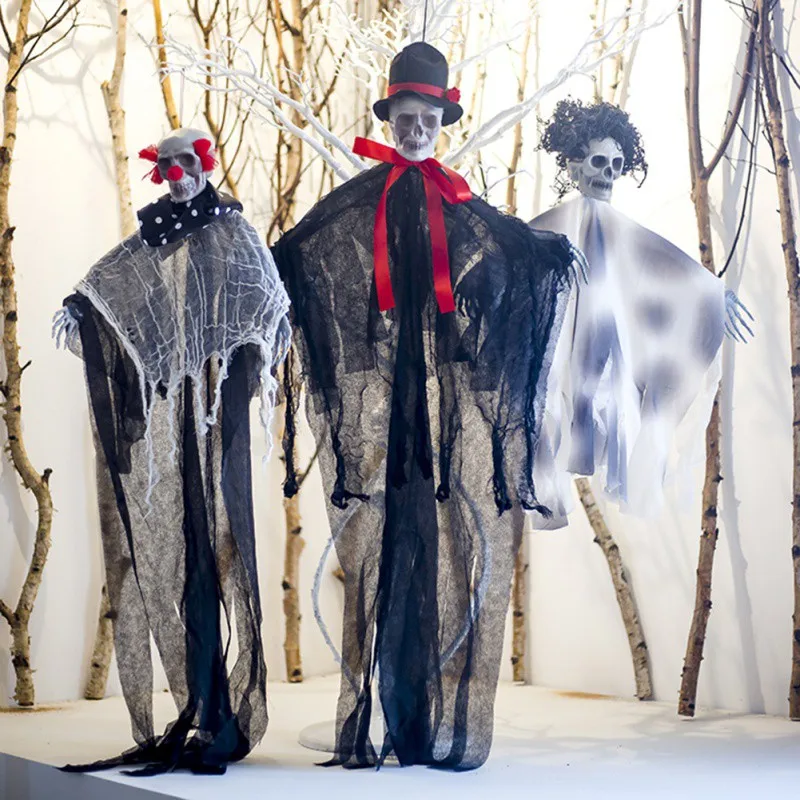 Череп Хэллоуин подвесной дом с привидениями висящий Ужасный Череп реквизит домашняя Дверная панель клуб Хэллоуин украшения