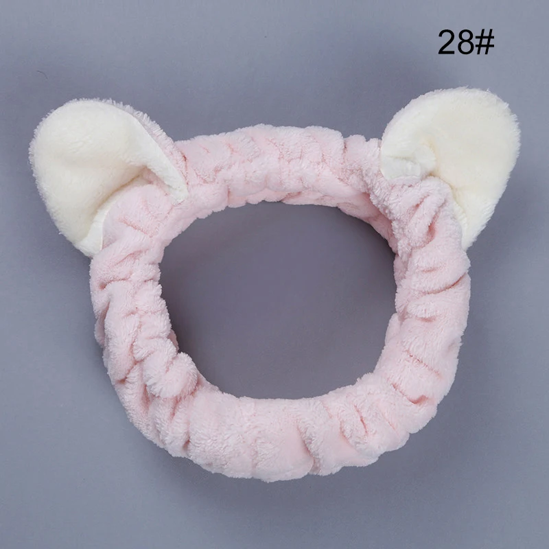 Style 28 Плюшевая повязка на голову с ушками для девочек, милая повязка на голову для душа, для мытья лица, для макияжа, Женские аксессуары для волос, Прямая поставка - Цвет: Style 28