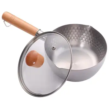 

1 Set Non-Stick Milk Pot With Lid Multifunctional Stainless Steel Cooking Pot Heating Stew Pot Lightweight Thickened Saucepan