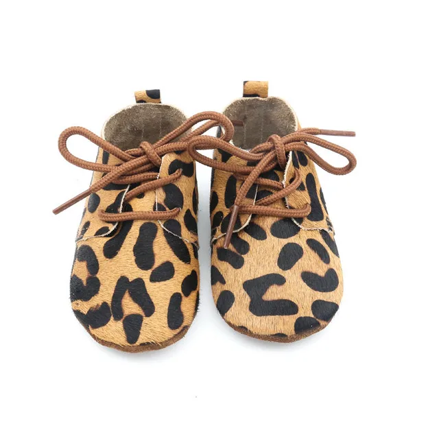 Шоколад Dolakids/Новинка; интегрированная детская обувь с мехом лошади; леопардовая Обувь На Шнуровке Для детей 0-24 месяцев - Цвет: Шоколад