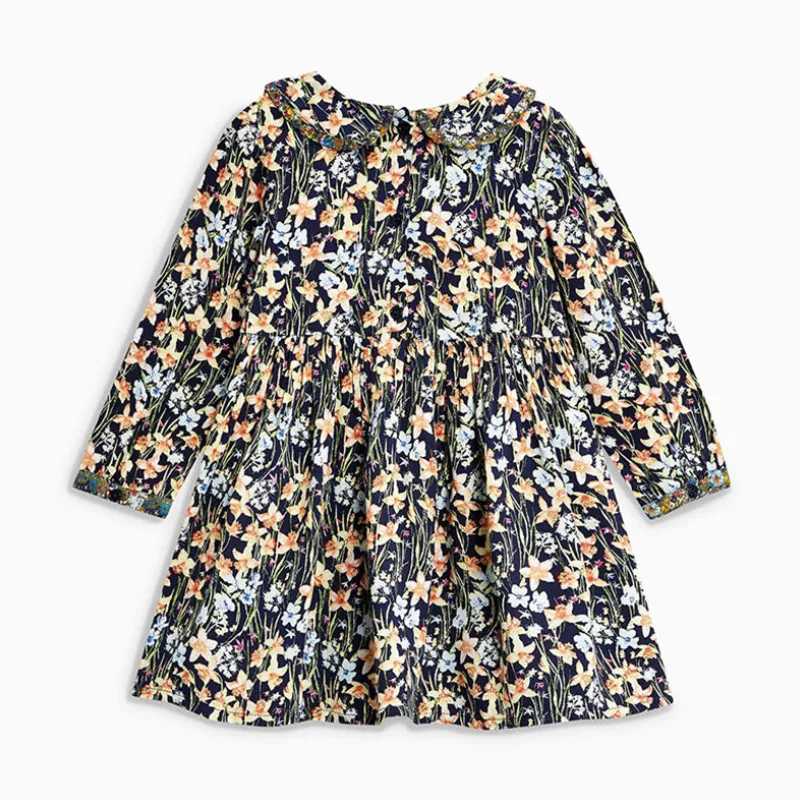 Little maven/Модная брендовая осенняя одежда для маленьких девочек; платье с драпировкой; Хлопковое платье с цветочным принтом для маленьких девочек; S0378
