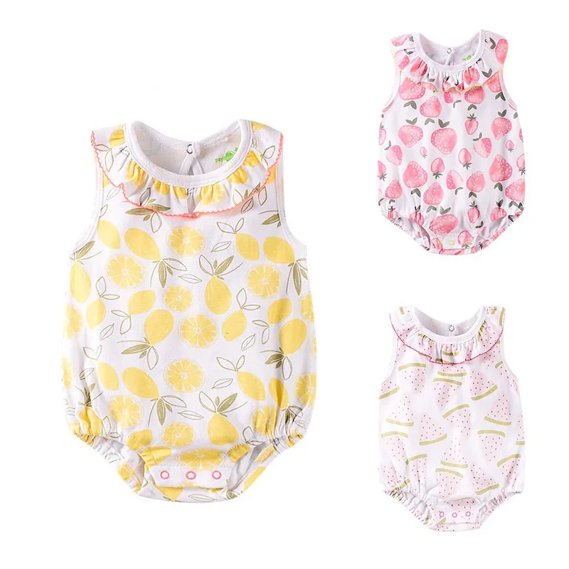 

2019 Summer New Style Baby Onesie Newborns Short Sleeve Cartoon Fruit Printed One-piece