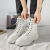 Rimocy White Black PU Leather Ankle Boots Women Autumn Winter Round Toe Lace Up Shoes Woman Fashion Motorcycle Platform Botas ► Photo 3/6