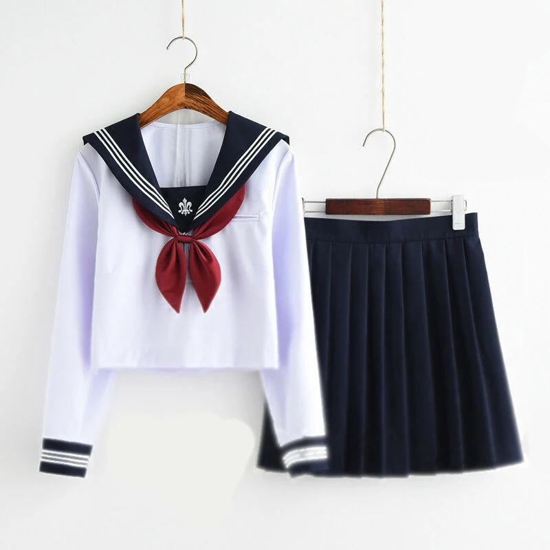 Japanese School JK Uniform Summer Girls Sailor Suit Blouse + Pleated Skirt Cosplay Costume Collection for Women Girl | Тематическая