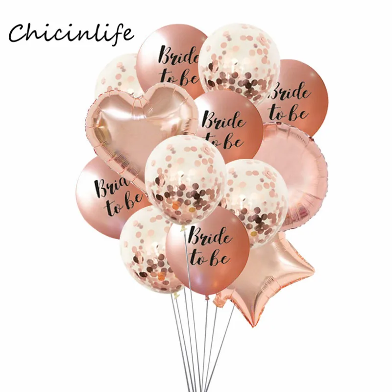 Chicinlife латексные воздушные шары для невесты из розового золота в форме сердца и звезды, девичник, украшение для свадебной вечеринки - Цвет: Bride to be C