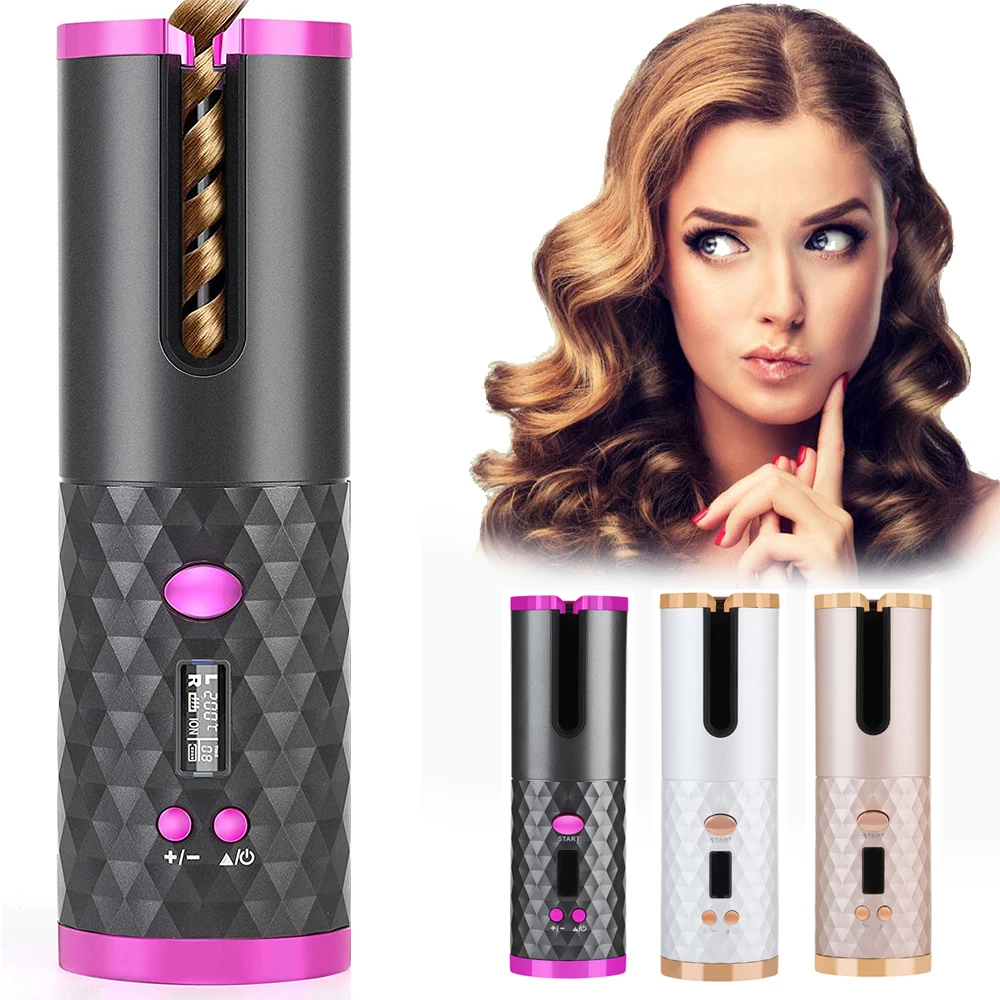 Auto Rotating Automatic Hair Curler Portable Cordless Natural Curl Rechargeable Ceramic Curling Irons Wireless Wave Hair Curler