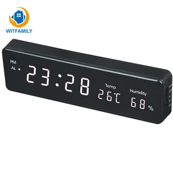 

Practical Digital LED Hanging Clock Temperature and Humidity Alarm Clock Home Electronic Led Wall Clock Digital Clock EU Plug