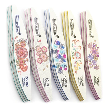 

100 Pcs Nail File Flower Printed Sanding Buffer Block Pedicure Manicure 80/100/150/180/240/320 Limas Buffing Polish Beauty Tools