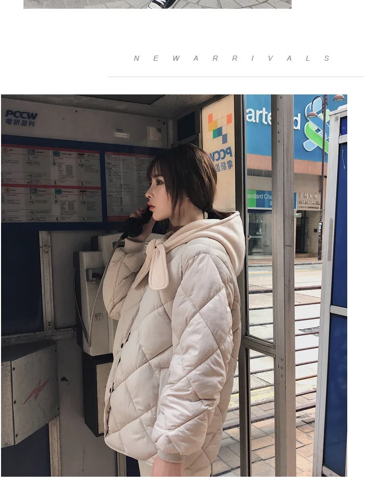 Photo Shoot Autumn And Winter New Style Rhombus Cotton Coat Women's Short Thick Detachable Cap Cotton-padded Jacket Cotton
