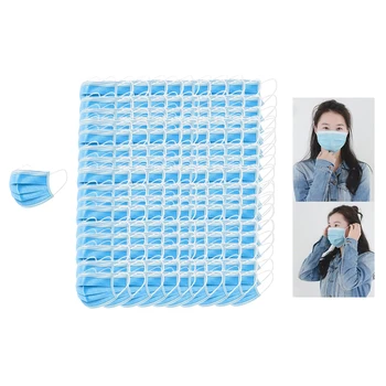 

200 Pieces Disposable 4-Layer Half Face Mask Safety Dust with Earloops