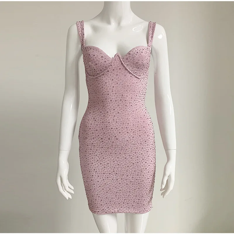 Платье со стразами Для женщин новое платье без рукавов, Bodyocn пикантные Клубные вечерние платье для дня рождения; Рождественский подарок с блестками Бандажное платье