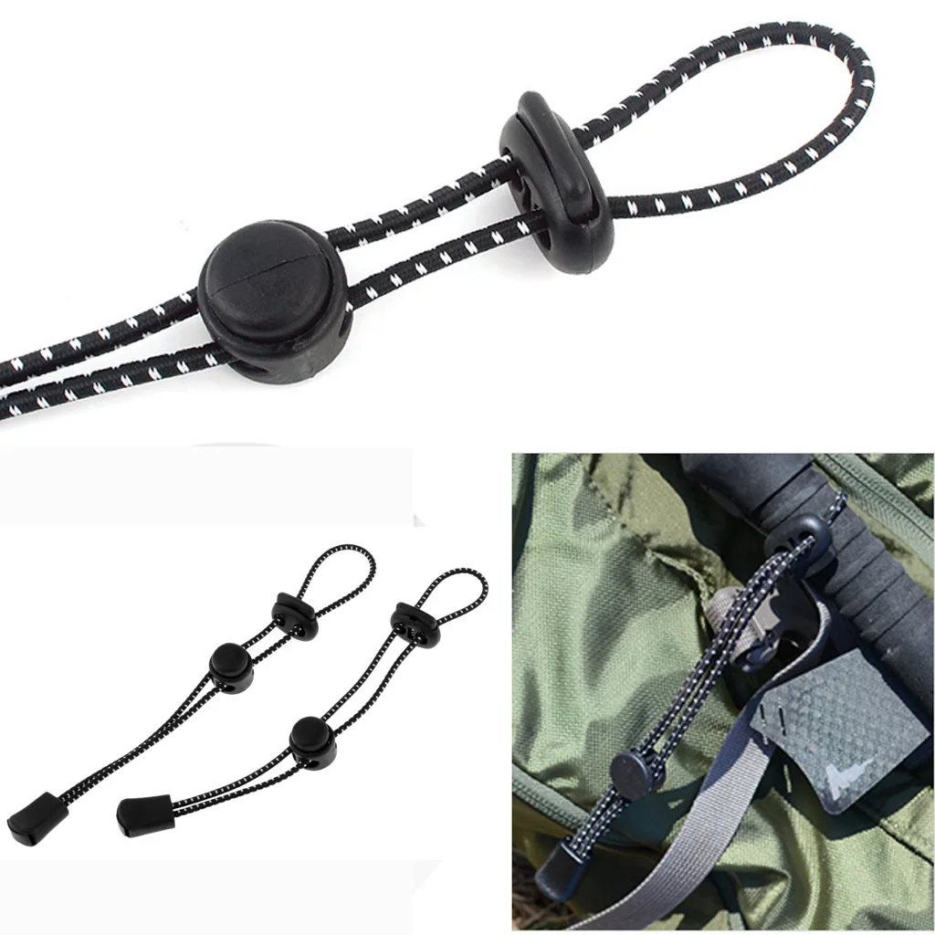 2 Pieces Backpack Securing Hiking Walking Trekking Stick Elastic Rope Holder