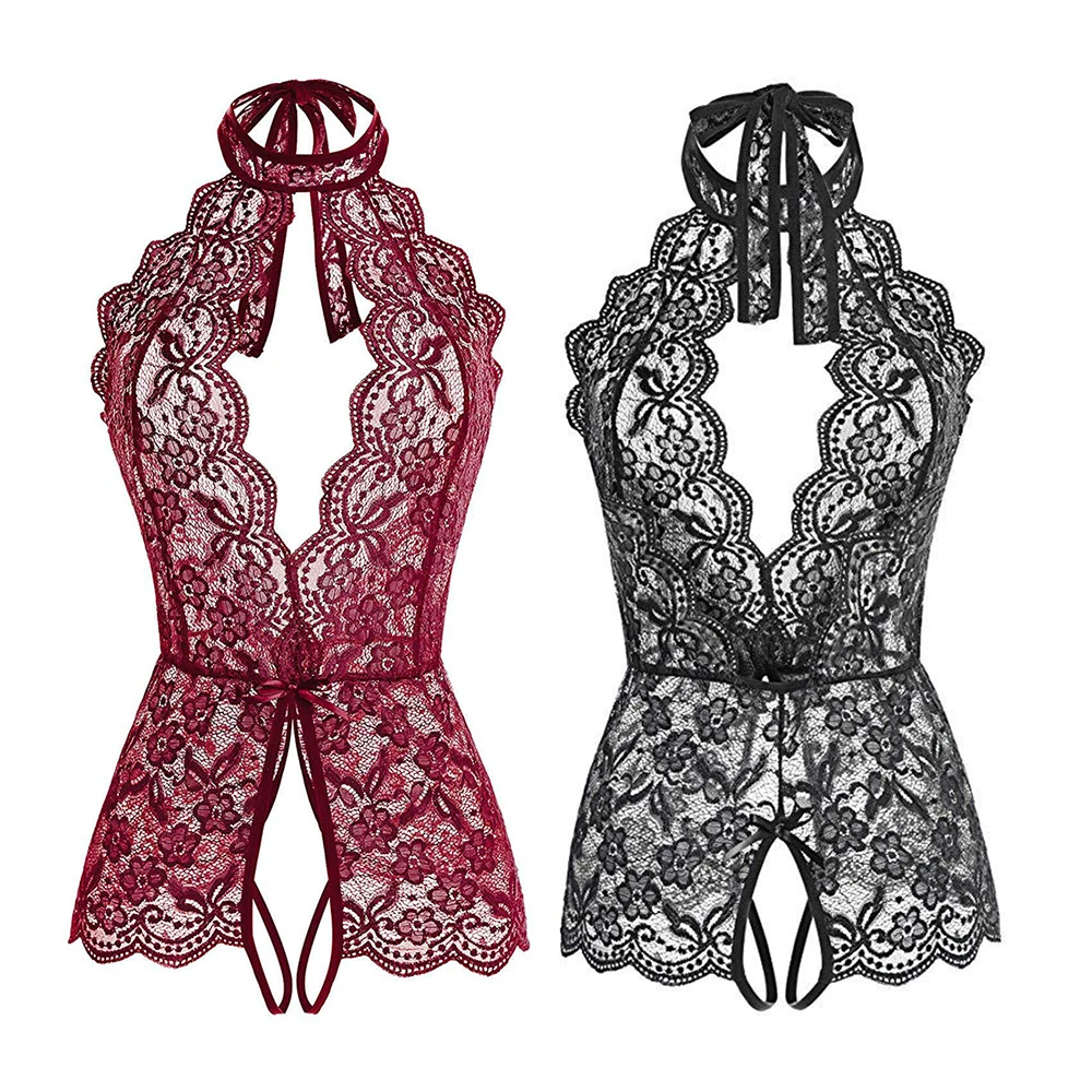 Baby Doll Lingerie Sexy Donna – Pizzo Nero Scollato Con Perizoma – Taglie M-2XL