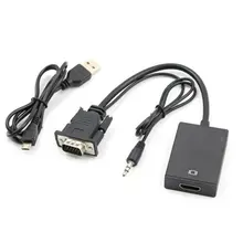 Convertisseur de câble Compatible VGA à HDMI, pour boîte Tv Ps4, séparateur Audio Aux, Port d'affichage, projecteur, adaptateur d'extension de télévision 