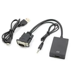 Convertisseur de câble Compatible VGA à HDMI, pour boîte Tv Ps4, séparateur Audio Aux, Port d'affichage, projecteur, adaptateur d'extension de télévision 